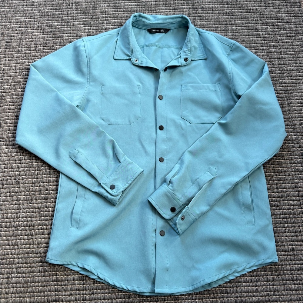 Ron Tomson Light Blue Casual Button-Down Shirt